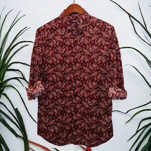 Express ★ Men's Casual Button-Up Dress Shirt ★ Heidelberg Dark Paisley Print